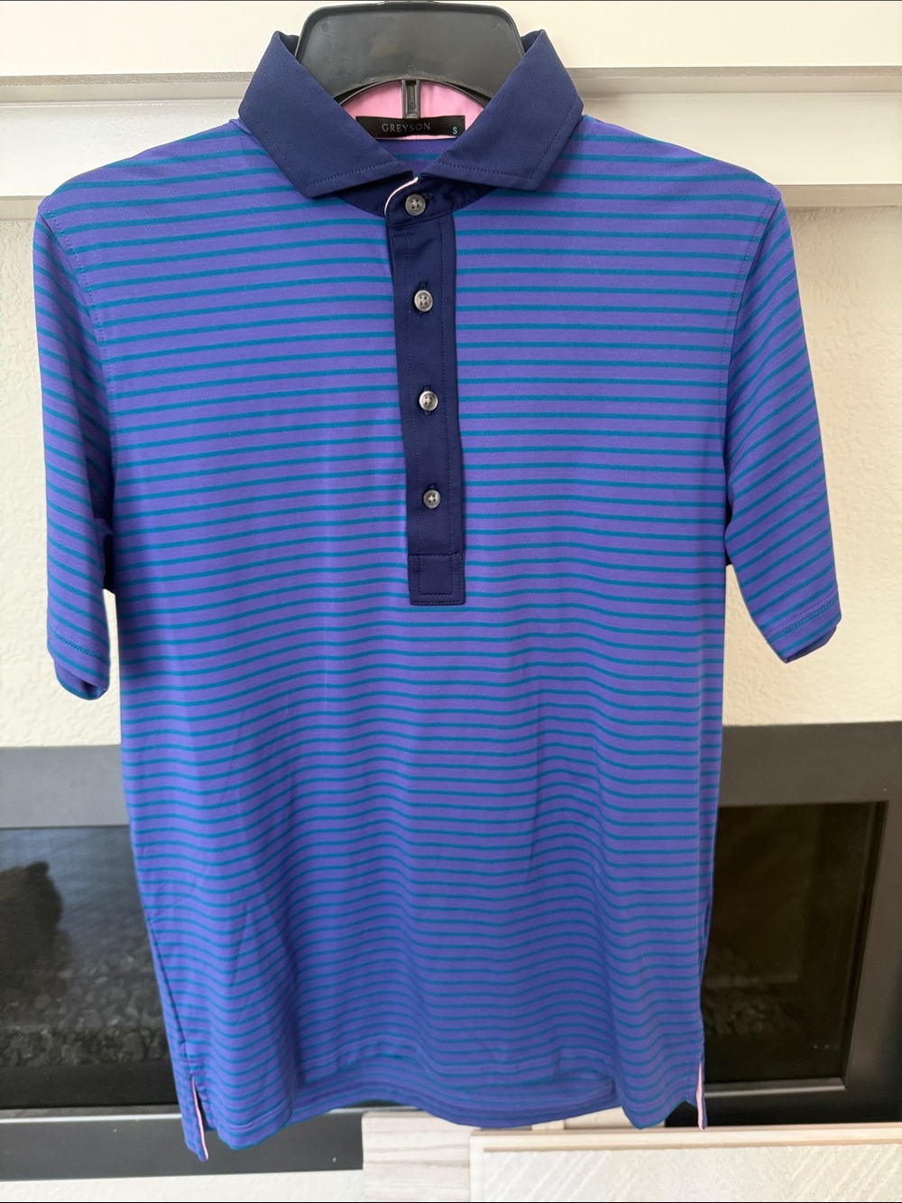 Greyson Blue & Dark Green Thin-Striped Polo